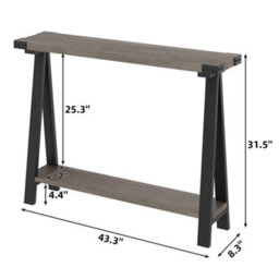 London Boutique Console Table, 2-Tier Slim Entryway Table, Narrow Wood Sofa Tables Behind Couch For Small Spaces 110 X 21 X 80 Cm - thumbnail 3