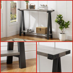 London Boutique Console Table, 2-Tier Slim Entryway Table, Narrow Wood Sofa Tables Behind Couch For Small Spaces 110 X 21 X 80 Cm - thumbnail 6