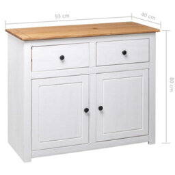 Vidaxl Sideboard White 93X40X80 Cm Solid Pinewood Panama Range - thumbnail 3