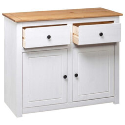 Vidaxl Sideboard White 93X40X80 Cm Solid Pinewood Panama Range - thumbnail 6