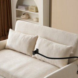 Matteo Modern 2-Seater Chenille Sofa Bed With Adjustable Backrest, Usb Charging & Phone Holder - Beige Convertible Guest Sofa - thumbnail 8