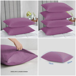 Ameha Bedding Pillowcase-Plain Dyed Purple Breathable Envelope Durable Pillow Cover 2 Pair (50 X 75 Cm) Pillow Covers - thumbnail 3
