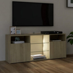Berkfield Tv Cabinet With Led Lights Sonoma Oak 120X30X50 Cm - thumbnail 5