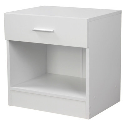 Urbn-Living Urbnliving Height 46Cm 1 Drawer Particle Board Bedroom Furniture White Color Bedside Table - image 1