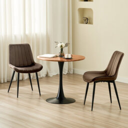 Longtoo Set Of 6 Dining Chairs With Velvet Upholstered Seat & Backrest,stable Metal Legs,modern Stripe Design,brown - thumbnail 8