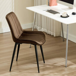 Longtoo Set Of 6 Dining Chairs With Velvet Upholstered Seat & Backrest,stable Metal Legs,modern Stripe Design,brown - thumbnail 7
