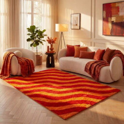 The Rugs Joli Red And Orange Wavy Rug Soft Dense Pile Easy To Clean And Pet Friendly For Living Rooms And Bedrooms - thumbnail 8
