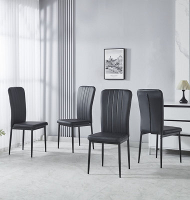 Hallowood Furniture Cullompton Dining Chair With Black Faux Leather Backrest And Seat X4 - image 1