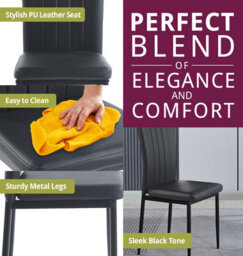 Hallowood Furniture Cullompton Dining Chair With Black Faux Leather Backrest And Seat X4 - thumbnail 5