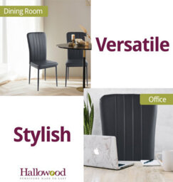 Hallowood Furniture Cullompton Dining Chair With Black Faux Leather Backrest And Seat X4 - thumbnail 6