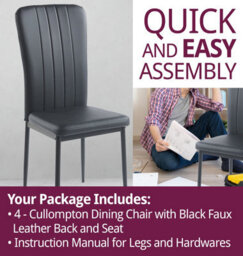 Hallowood Furniture Cullompton Dining Chair With Black Faux Leather Backrest And Seat X4 - thumbnail 7