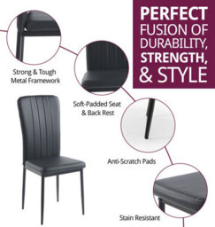Hallowood Furniture Cullompton Dining Chair With Black Faux Leather Backrest And Seat X4 - thumbnail 2
