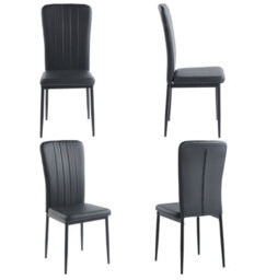 Hallowood Furniture Cullompton Dining Chair With Black Faux Leather Backrest And Seat X4 - thumbnail 8