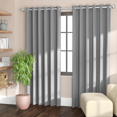 Ameha Light Grey Plain Blackout Curtain 66''x72'', Ringtop Ready Made Thermal Insulated Eyelet Top Bedroom Living Room Decor - image 1