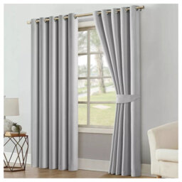 Ameha Light Grey Plain Blackout Curtain 66''x72'', Ringtop Ready Made Thermal Insulated Eyelet Top Bedroom Living Room Decor - thumbnail 6