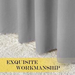 Ameha Light Grey Plain Blackout Curtain 66''x72'', Ringtop Ready Made Thermal Insulated Eyelet Top Bedroom Living Room Decor - thumbnail 5