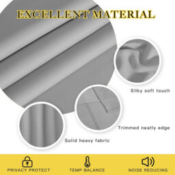 Ameha Light Grey Plain Blackout Curtain 66''x72'', Ringtop Ready Made Thermal Insulated Eyelet Top Bedroom Living Room Decor - thumbnail 4