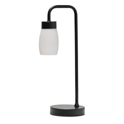 Lighting Supermarket Arch Black Vintage Industrial Table Lamp With Marino Glass Shade - image 1
