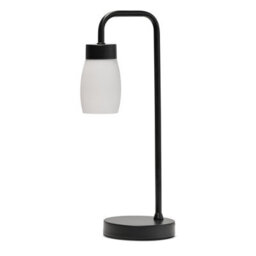 Lighting Supermarket Arch Black Vintage Industrial Table Lamp With Marino Glass Shade - thumbnail 1