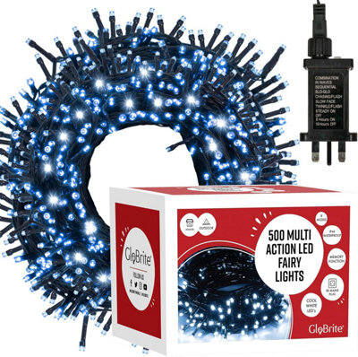 Globrite 50M 500 Led Fairy Lights Cool White Plug In Indoor Outdoor String Lights With 8 Modes - image 1