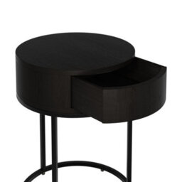 Wyld Haus Allegro Black Oak Veneer Round Bedside Table With Drawer And Hairpin Metal Legs - thumbnail 4