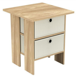 Urbn-Living Oak, Cream - 2-Tier 2- Drawer Wooden Side Table - thumbnail 1