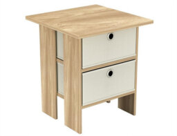 Urbn-Living Oak, Cream - 2-Tier 2- Drawer Wooden Side Table - thumbnail 2