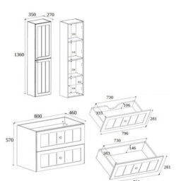 Heze Furniture Gusto Scandi Style Bathroom Wall Cabinets Vanity Unit With Worktop Set 35Cm & 80Cm  - Black & Oak - thumbnail 8