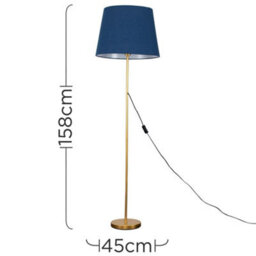 Valuelights Charles Gold Floor Lamp With Navy Tapered Shade And Bulb - thumbnail 6