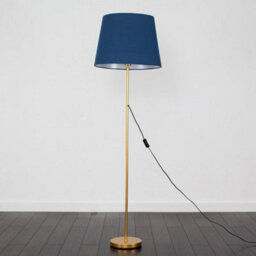 Valuelights Charles Gold Floor Lamp With Navy Tapered Shade And Bulb - thumbnail 5