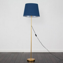 Valuelights Charles Gold Floor Lamp With Navy Tapered Shade And Bulb - thumbnail 4