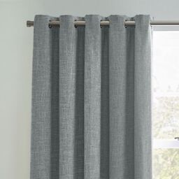 furn. Elisa Blue Slub Lined Eyelet Curtains (W)167Cm (L)183Cm, Pair - thumbnail 2