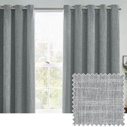 furn. Elisa Blue Slub Lined Eyelet Curtains (W)167Cm (L)183Cm, Pair - thumbnail 5