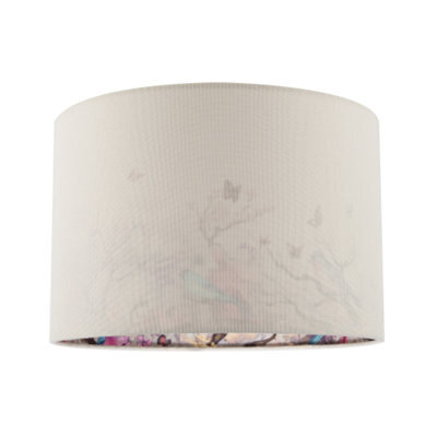 Happy Homewares Cream Linen Fabric Lamp Shade With Inner Cotton Colourful Floral Print - image 1