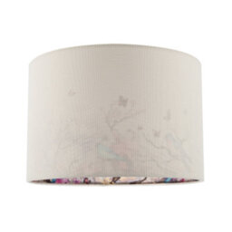 Happy Homewares Cream Linen Fabric Lamp Shade With Inner Cotton Colourful Floral Print
