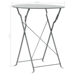 Walplus 3 Piece Bistro Set Steel Grey - Durable And Long Lasting - thumbnail 9