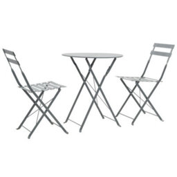 Walplus 3 Piece Bistro Set Steel Grey - Durable And Long Lasting - thumbnail 1