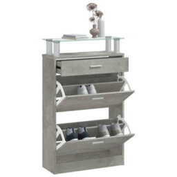 Berkfield Modern Shoe Cabinet Concrete Grey 63X24X104 Cm Engineered Wood - thumbnail 4