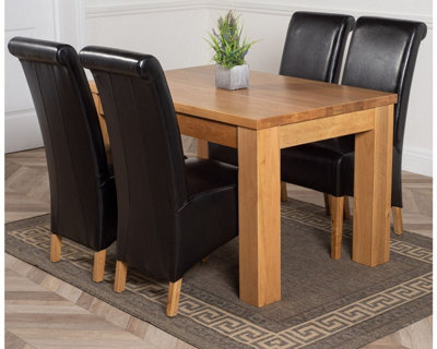 That's Furniture Dakota 127 X 82 Cm Chunky Oak Small Dining Table And 4 Chairs Dining Set With Montana Black Leather Chairs - image 1