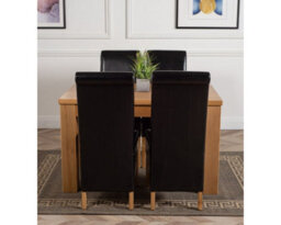 That's Furniture Dakota 127 X 82 Cm Chunky Oak Small Dining Table And 4 Chairs Dining Set With Montana Black Leather Chairs - thumbnail 2