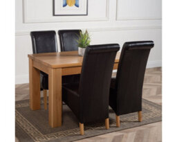 That's Furniture Dakota 127 X 82 Cm Chunky Oak Small Dining Table And 4 Chairs Dining Set With Montana Black Leather Chairs - thumbnail 3
