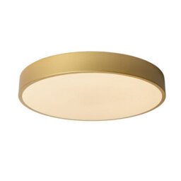 Lucide Unar Modern Flush Ceiling Light 39.5Cm- Led Dim. - 1X24W 2700K - 3 Stepdim - Matt Gold, Brass