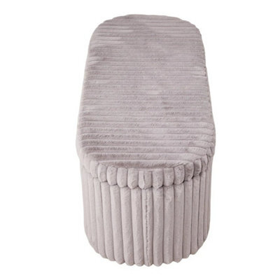 Ottoman Storage Bench Upholstered Corduroy Footstool Compartment Box With Lid - image 1