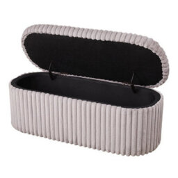 Ottoman Storage Bench Upholstered Corduroy Footstool Compartment Box With Lid - thumbnail 6
