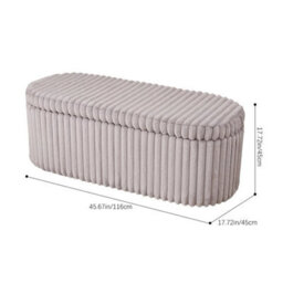 Ottoman Storage Bench Upholstered Corduroy Footstool Compartment Box With Lid - thumbnail 2