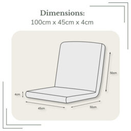 SOFTILLO Low Back Garden Chair Cushion Outdoor Patio Seat Pad Water-Resistant Recliner Relaxer 100X45X4Cm Dark Green - thumbnail 3