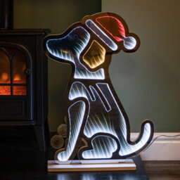Samuel Alexander 60Cm Light Up Sitting Dog In Santa Hat Infinity Christmas Decoration With Leds - thumbnail 1