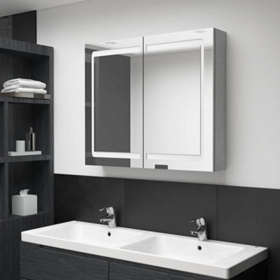 Berkfield Led Bathroom Mirror Cabinet Concrete Grey 80X12X68 Cm - image 1