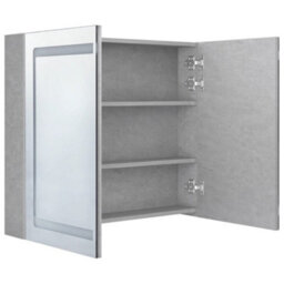 Berkfield Led Bathroom Mirror Cabinet Concrete Grey 80X12X68 Cm - thumbnail 5