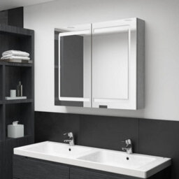 Berkfield Led Bathroom Mirror Cabinet Concrete Grey 80X12X68 Cm